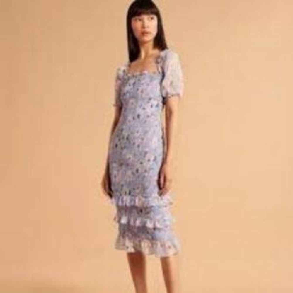 Abercrombie Pink & Blue Floral Smock Puff Sleeve Dress Extra Small worn once - Picture 8 of 8